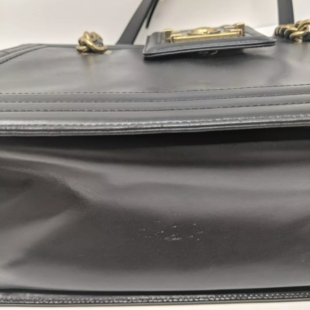 🚨🎉 HP 🎉CHANEL Boy Black Tote Calfskin Leather Rare!Limited Edition - Picture 7 of 16